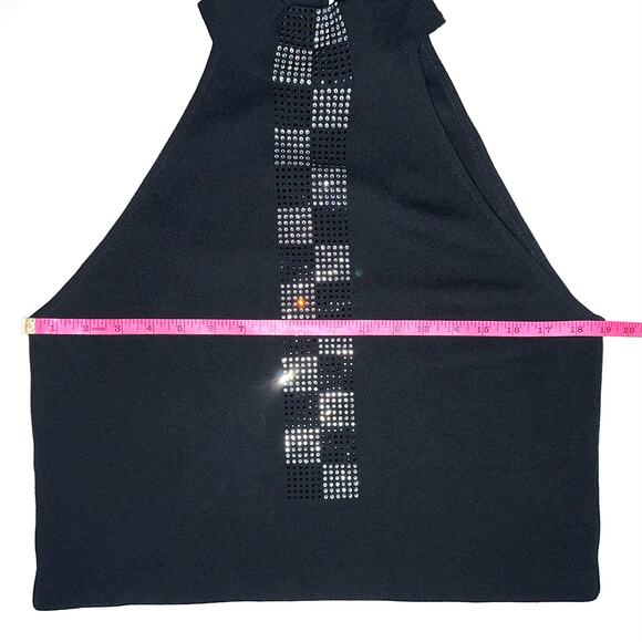 Escada Wool Blend Rhinestone Halter Sleeveless Top Size US 12 - Picture 8 of 9